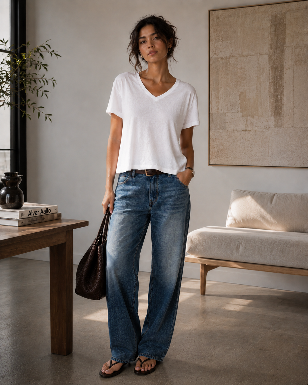 Boxy V Neck Tee