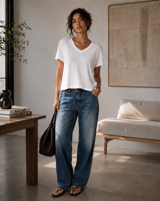 Boxy V Neck Tee