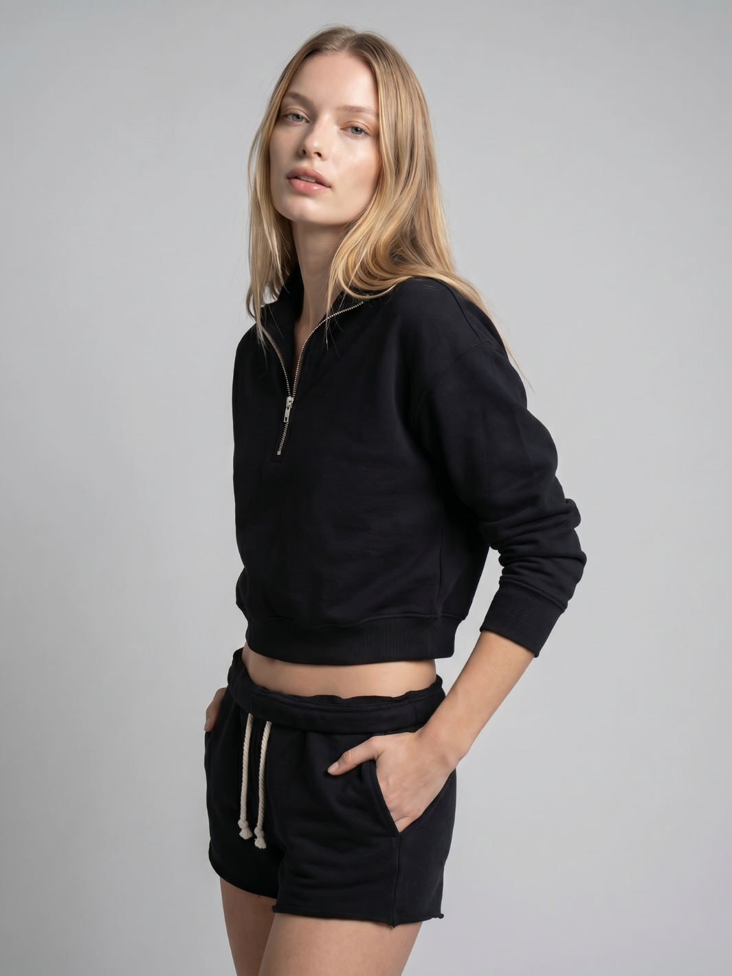 Cropped half-zip