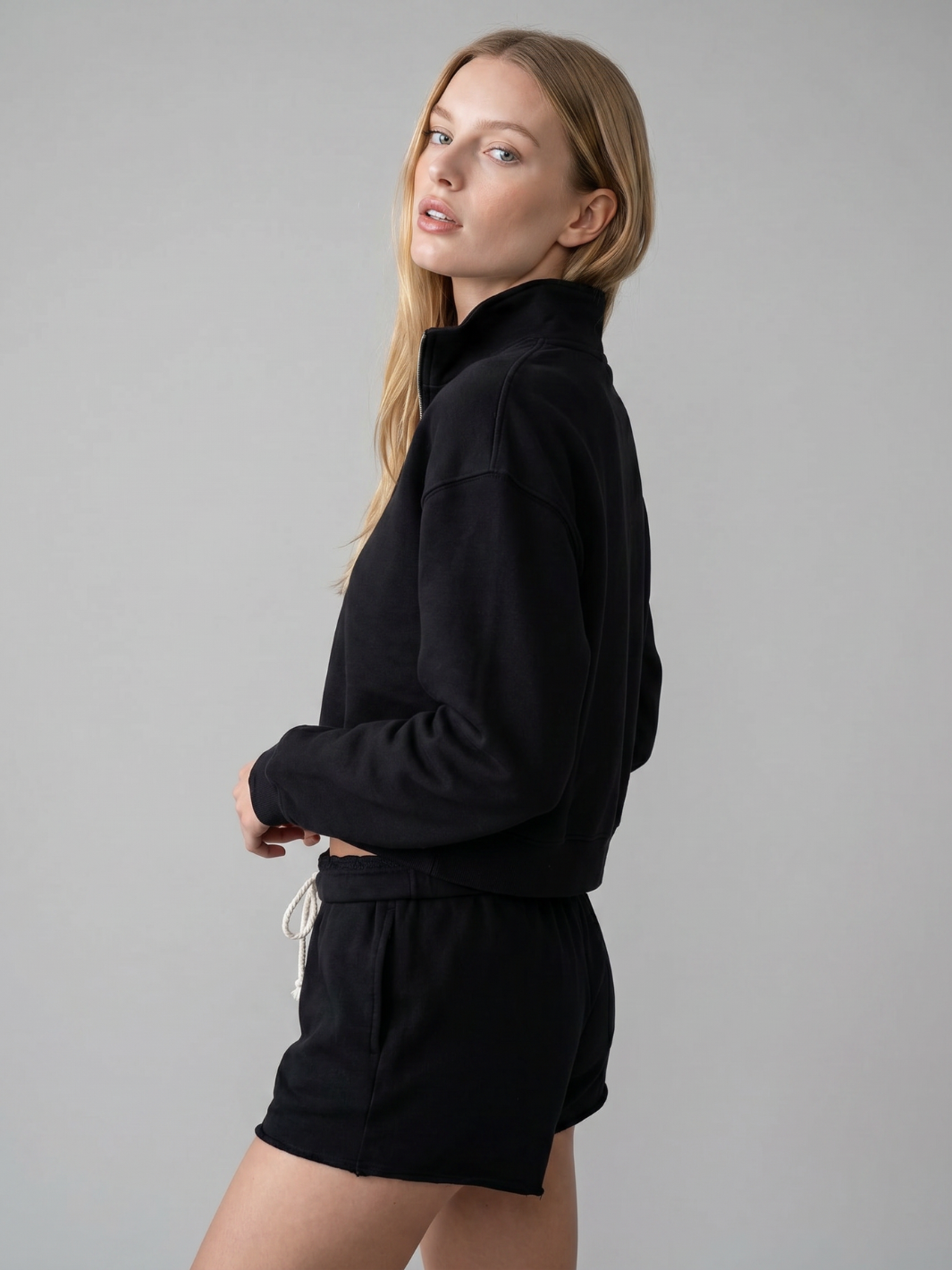 Cropped half-zip