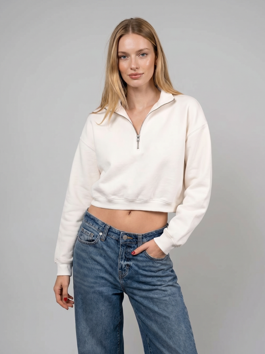 Cropped half-zip