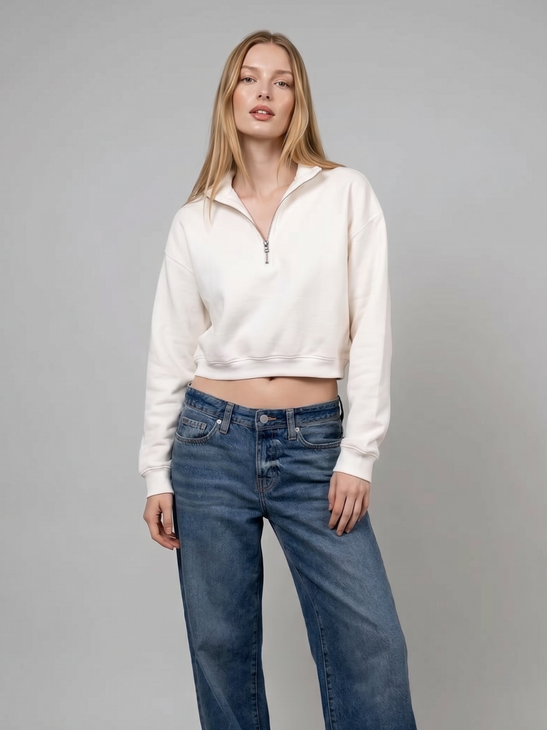 Cropped half-zip