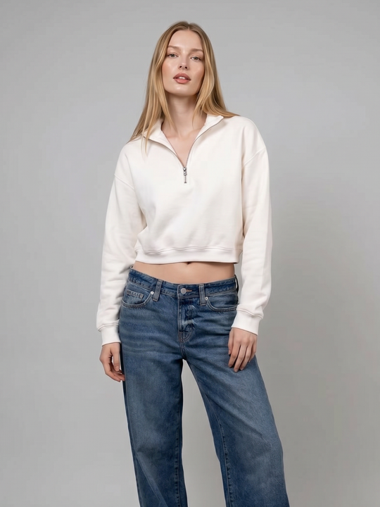 Cropped half-zip