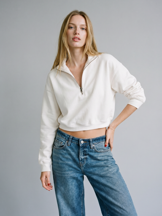 Cropped half-zip