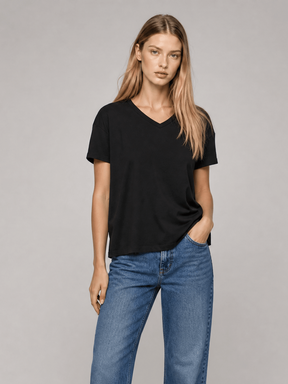 Boxy V Neck Tee - Public Veil