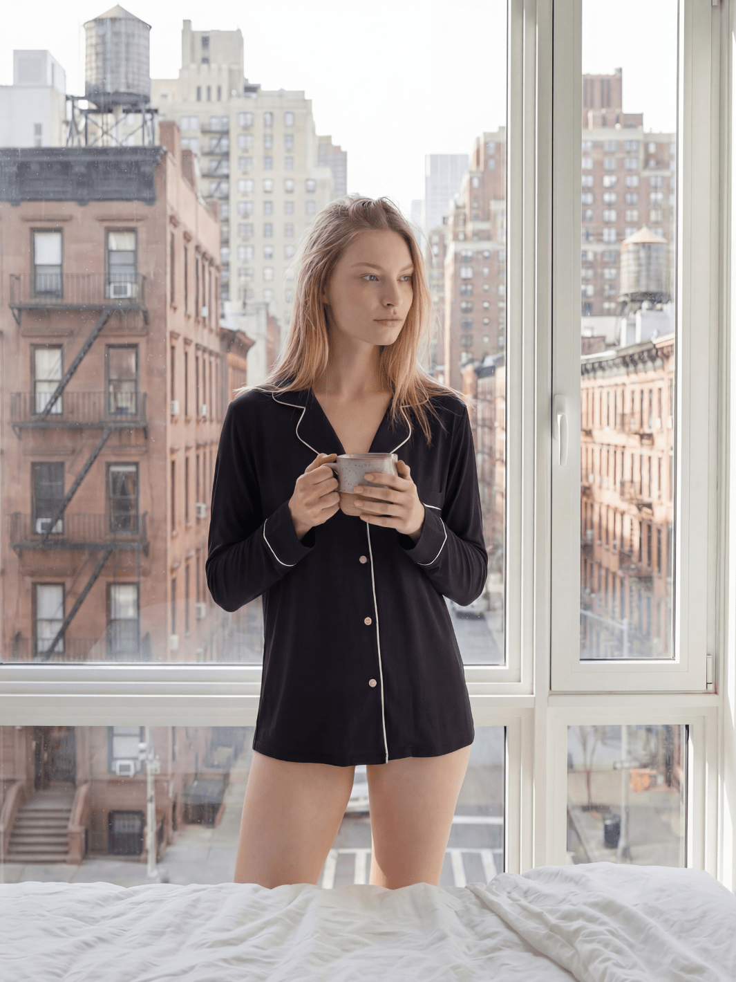 Butter Soft Button Down Pajama Top - Public Veil