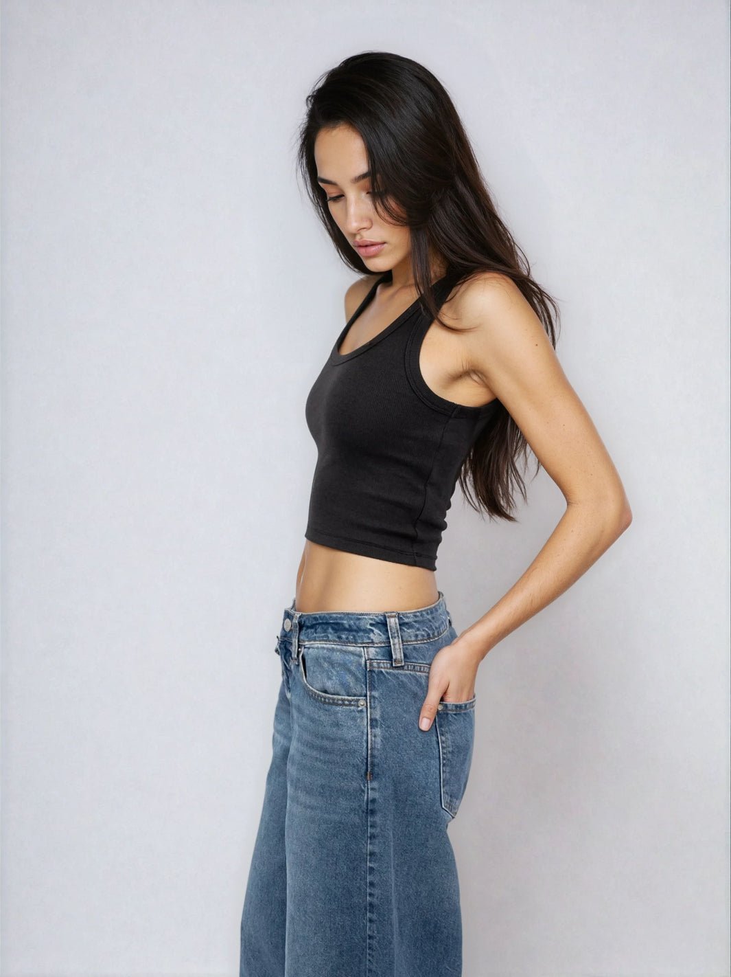 Classic Ribbed Tank - Cropped - Public Veil