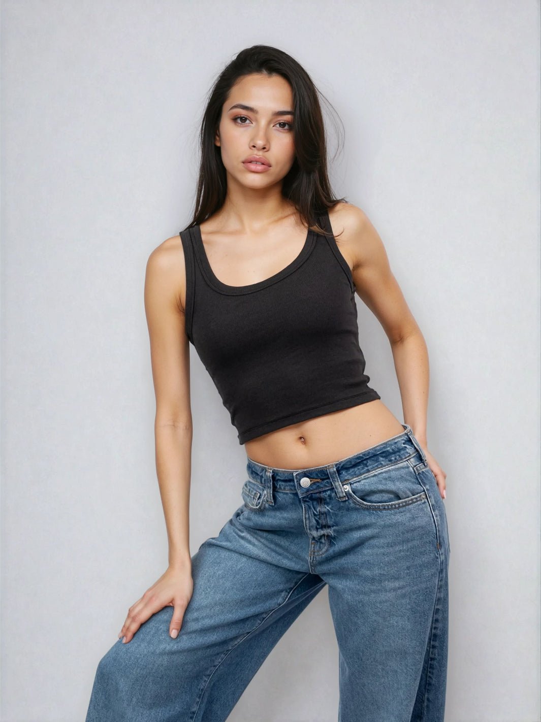 Classic Ribbed Tank - Cropped - Public Veil