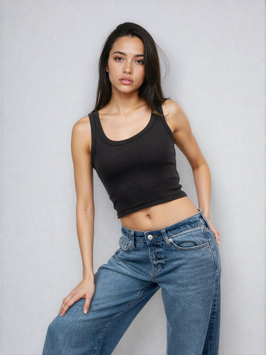 Classic Ribbed Tank - Cropped - Public Veil