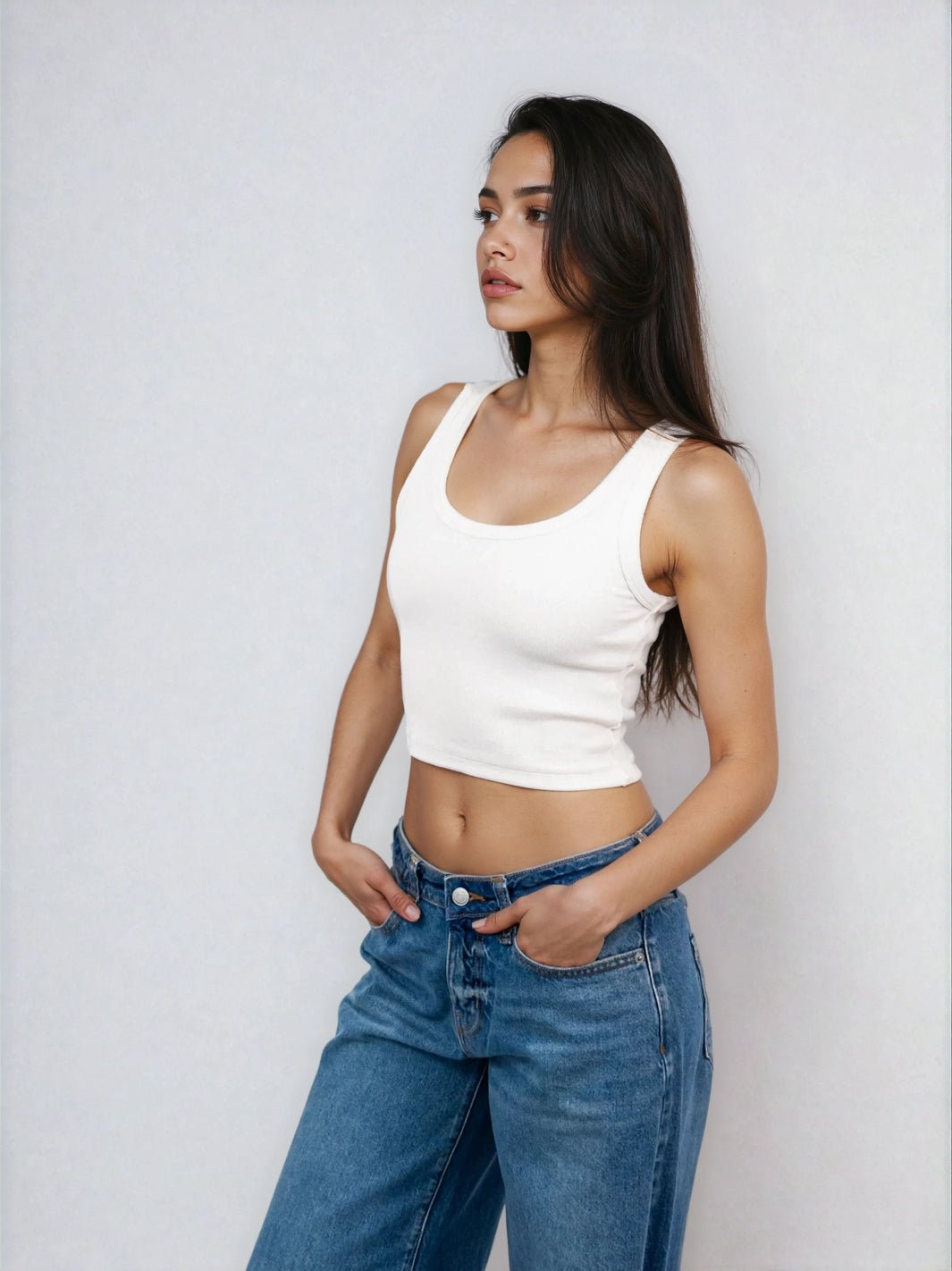 Classic Ribbed Tank - Cropped - Public Veil