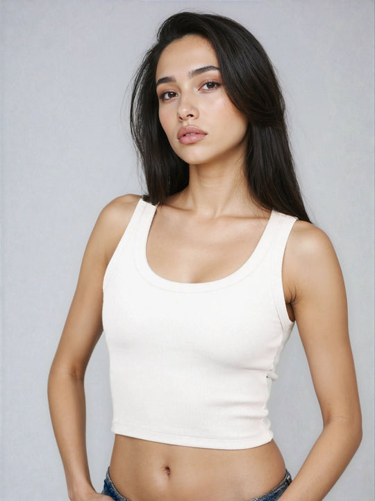 Classic Ribbed Tank - Cropped - Public Veil
