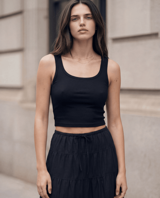 Cropped Classic Ribbed Tank - Public Veil
