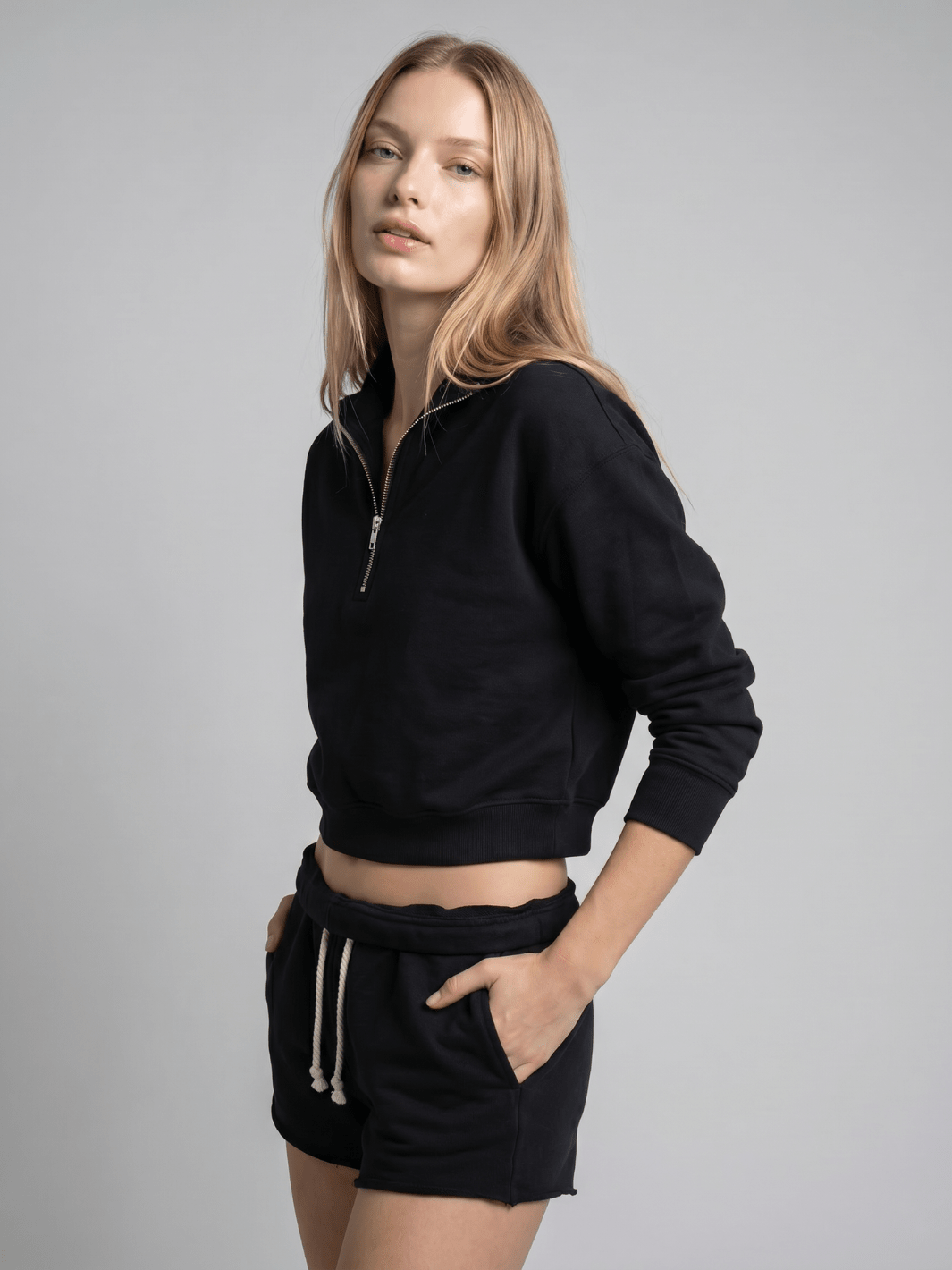 Cropped half-zip - Public Veil