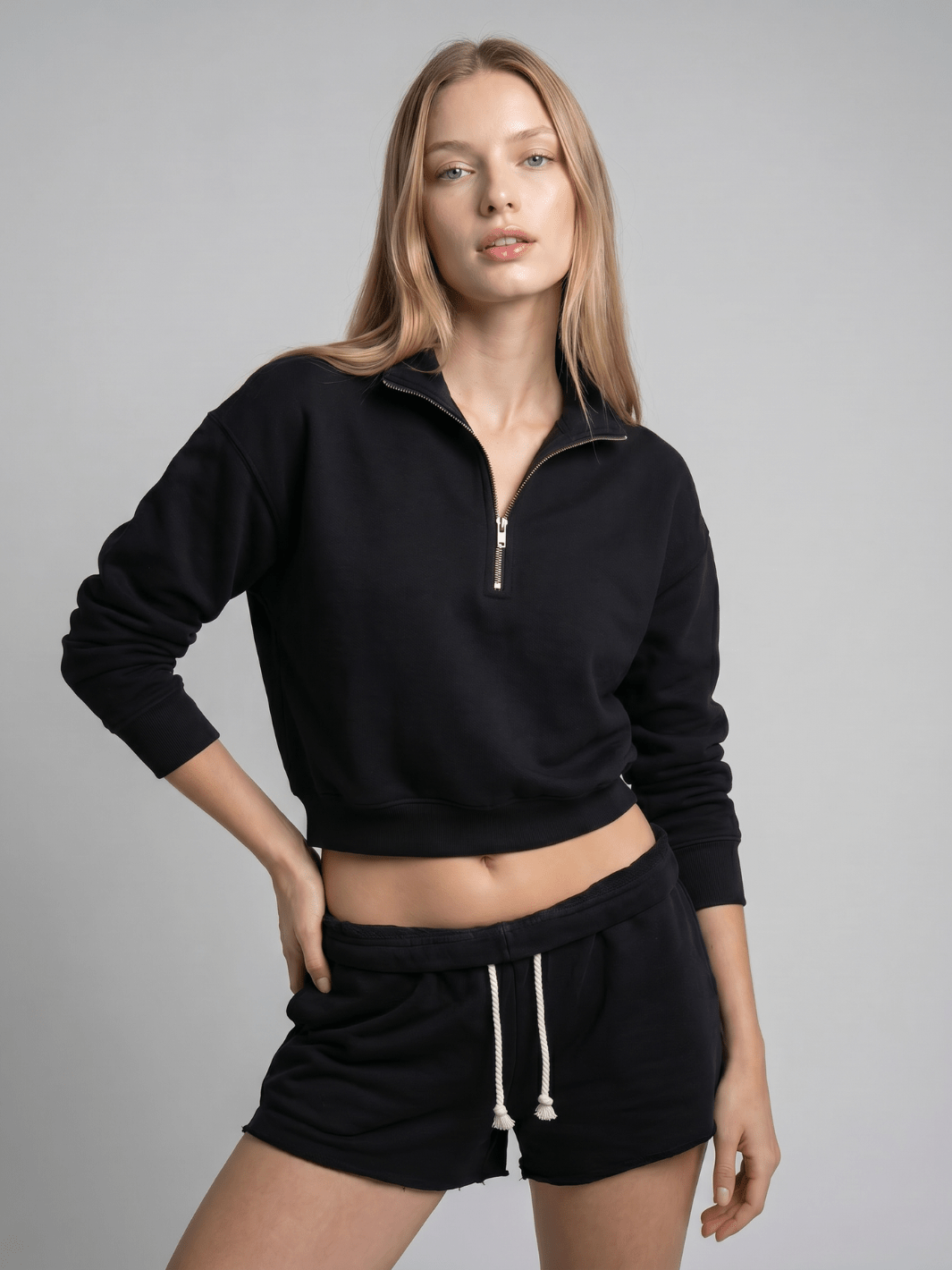 Cropped half-zip - Public Veil