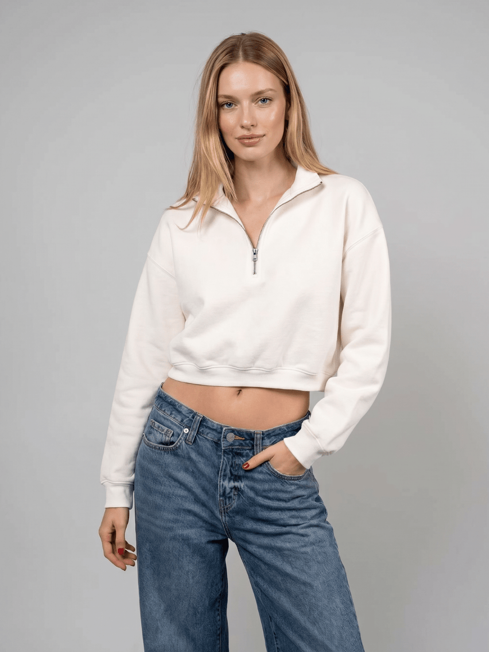 Cropped half-zip - Public Veil
