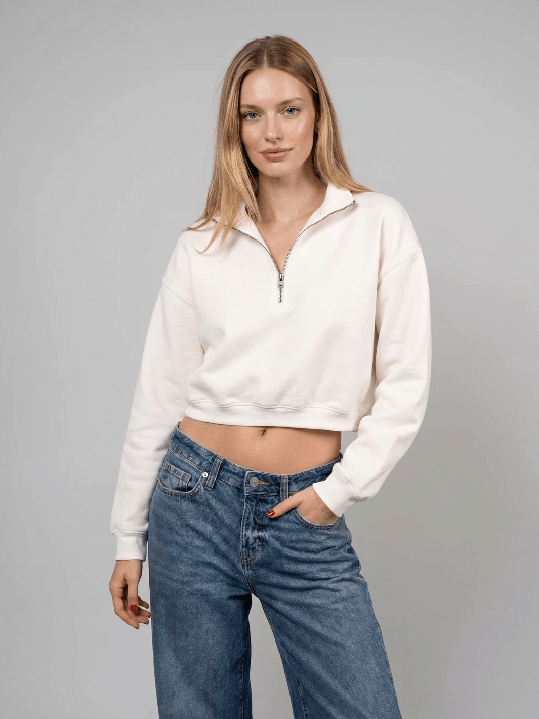 Cropped half-zip - Public Veil