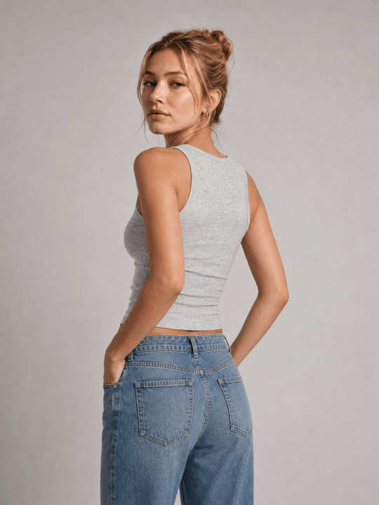 High Neck Tank Raw Hem - Cropped - Public Veil