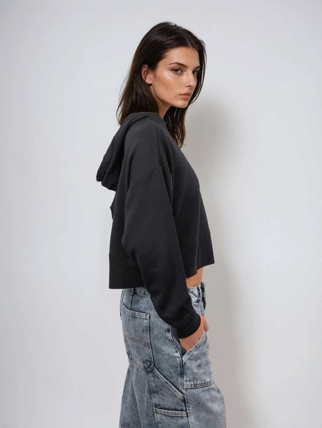 Lounge Cropped Hoodie - Public Veil