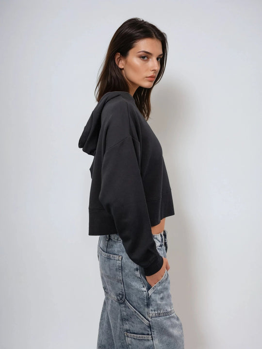 Lounge Cropped Hoodie - Public Veil