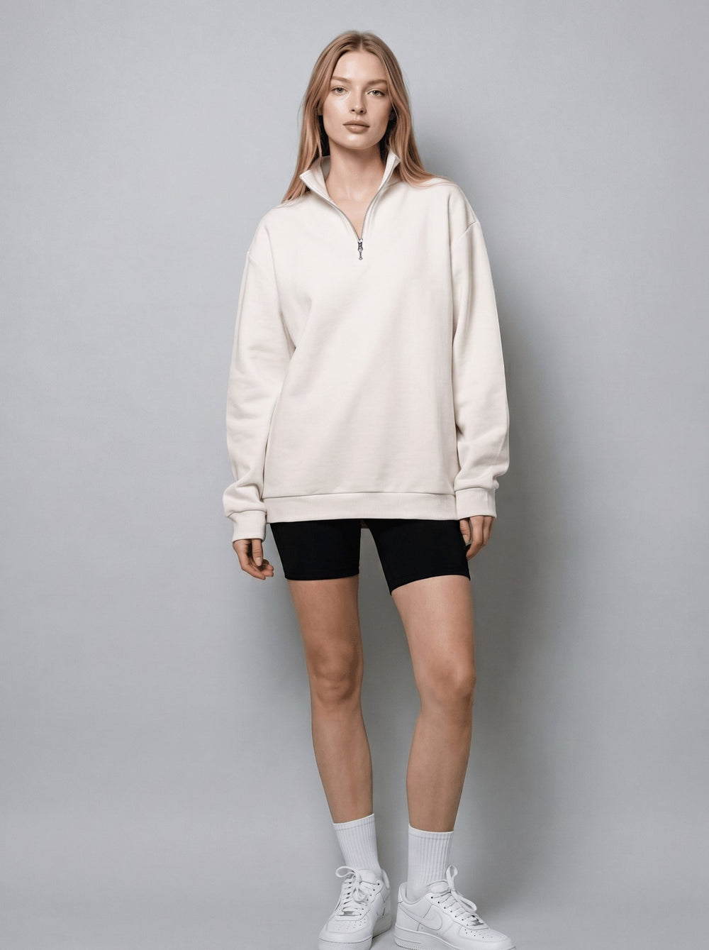 Oversized Half-Zip Sweatshirt - Public Veil