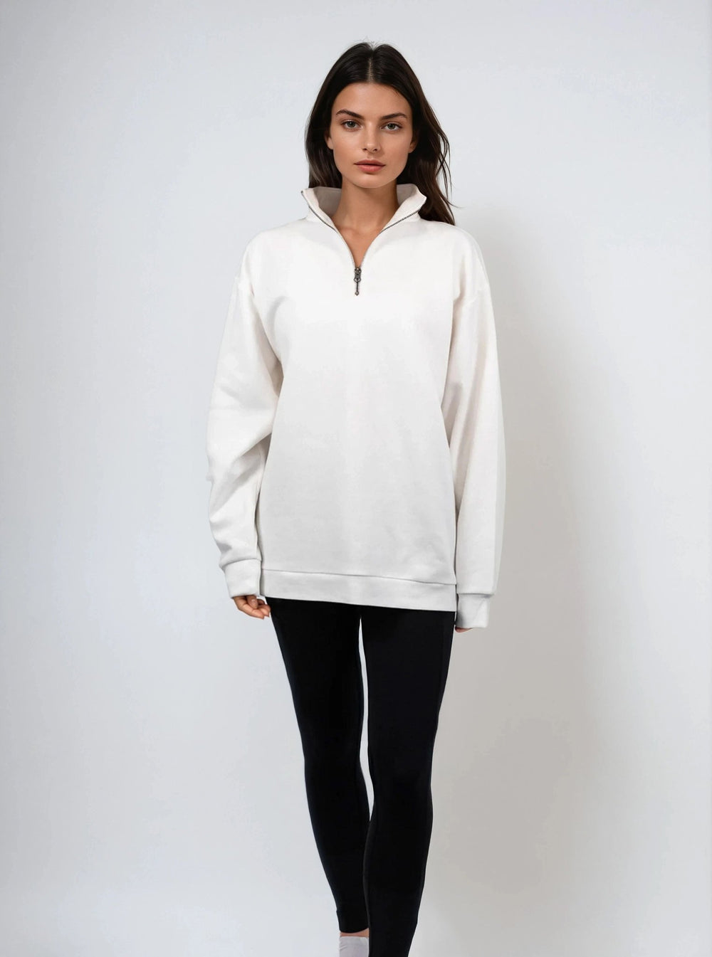Oversized Half - Zip Sweatshirt - Public Veil