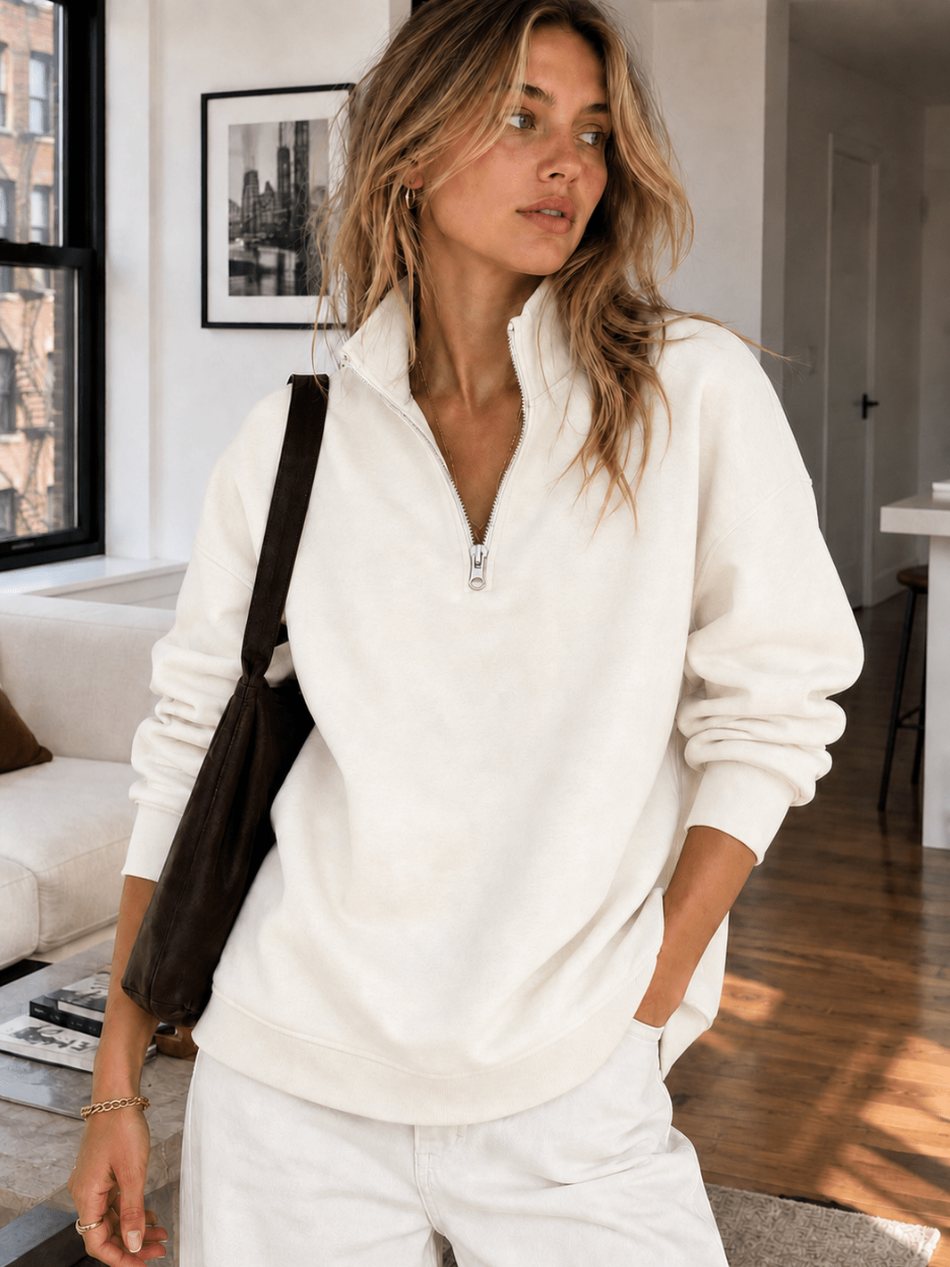 Oversized Half-Zip Sweatshirt - Public Veil