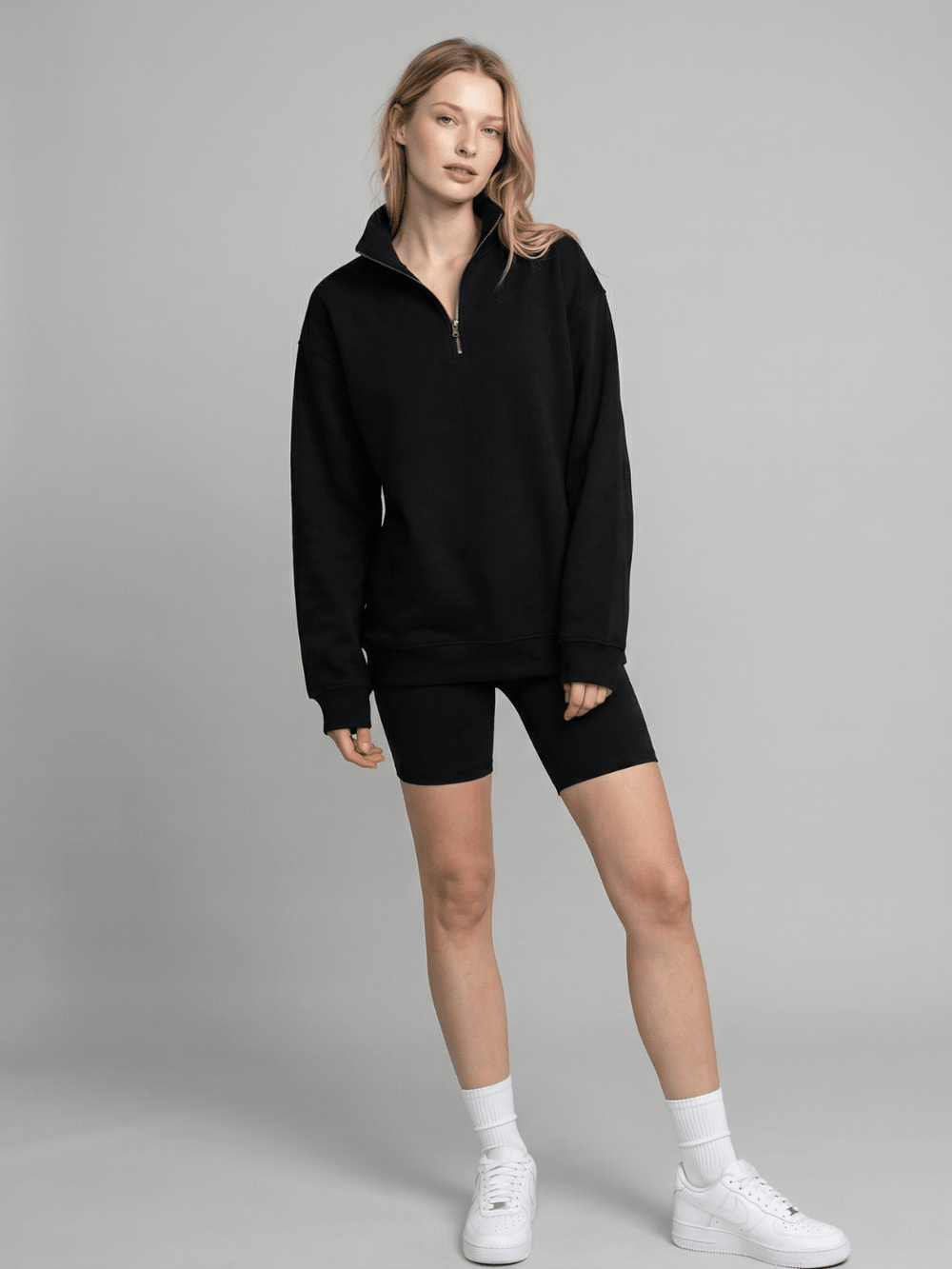 Oversized Half - Zip Sweatshirt - Public Veil