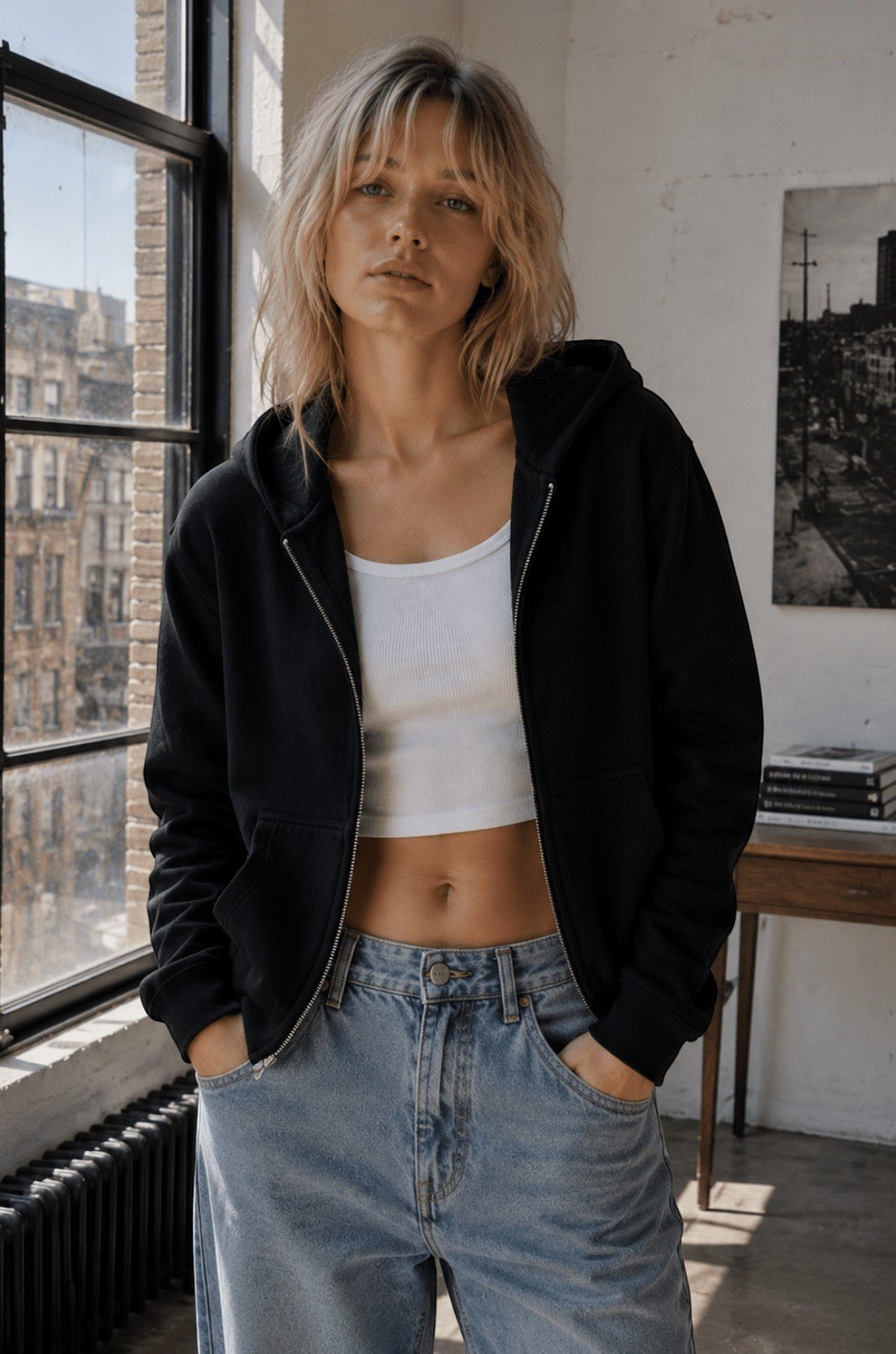 Shrunken Full Zip - Public Veil
