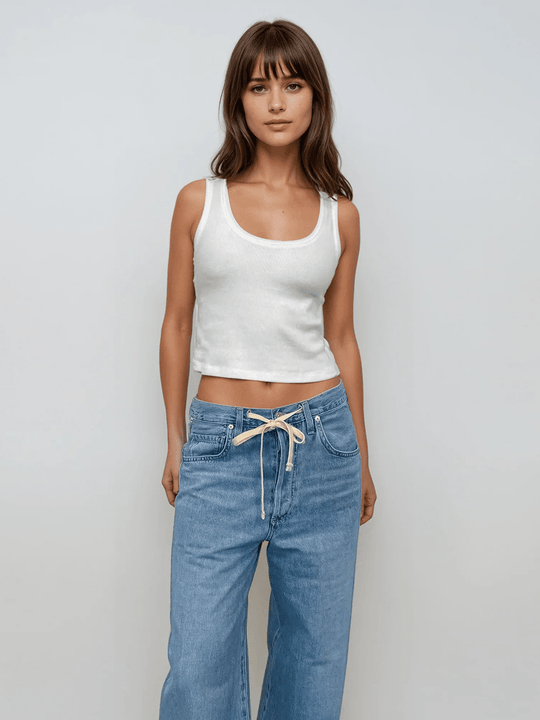 The Modal Cotton Cropped Ribbed Tank - Public Veil