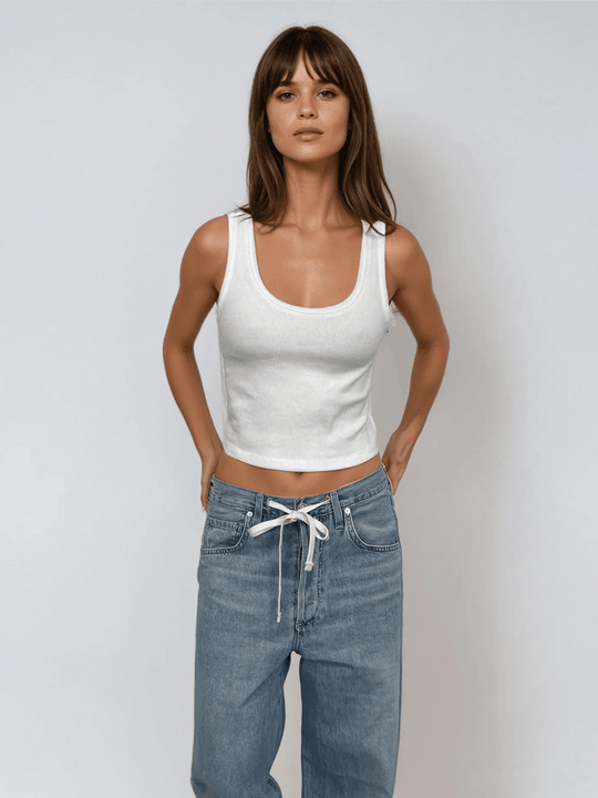 The Modal Cotton Cropped Ribbed Tank - Public Veil